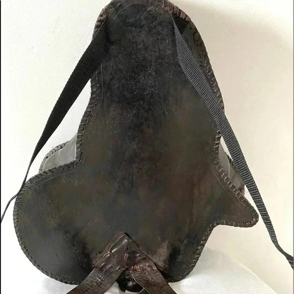 Handmade  unisex black brown leather backpack main image 12